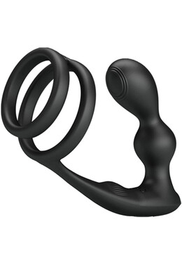 Penis Ring with Vibrating Anal Plug and Remote Control - Pretty Love