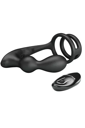 Penis Ring with Vibrating Anal Plug and Remote Control - Pretty Love