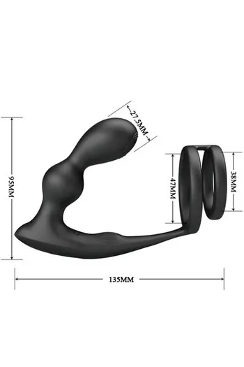 Penis Ring with Vibrating Anal Plug and Remote Control - Pretty Love