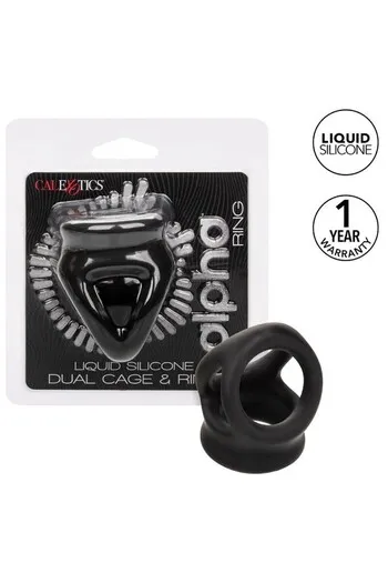 Alpha Liquid Silicone Double Ring and Cage - Stamina Enhancer and Pleasure Booster