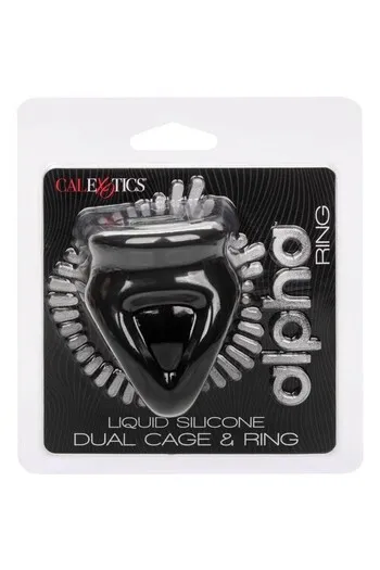 Alpha Liquid Silicone Double Ring and Cage - Stamina Enhancer and Pleasure Booster