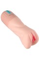 Realistic vagina-shaped masturbator with suction and vibration