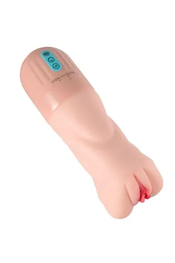 Realistic vagina-shaped masturbator with suction and vibration