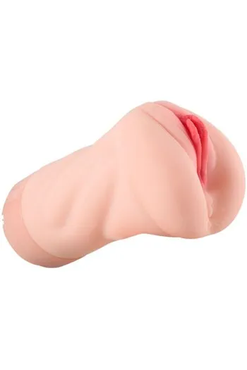 Realistic vagina-shaped masturbator with suction and vibration