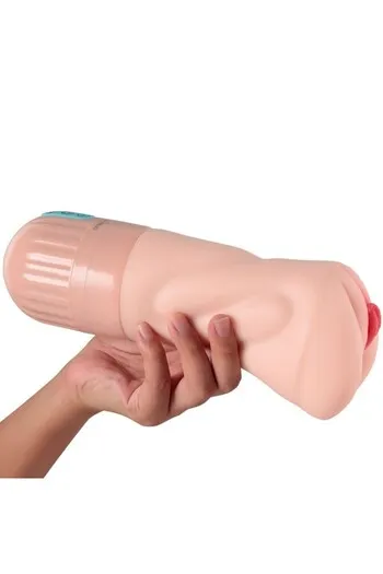 Realistic vagina-shaped masturbator with suction and vibration