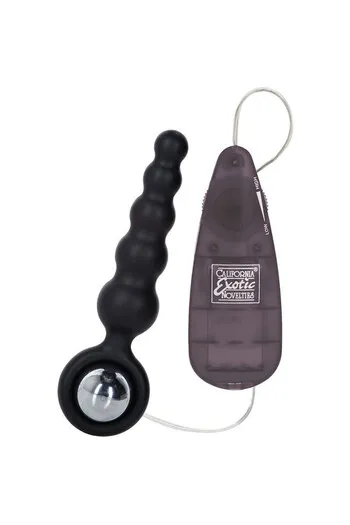 Anal vibrator with wired remote control in silicone