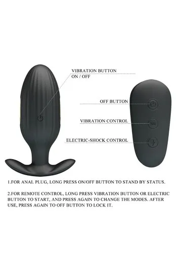 Plug Anale E-Stim con Vibrazione e Controllo Remoto - Pretty Love