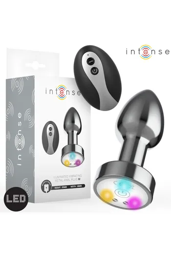 Plug Anale in Metallo Vibrante con Luci LED e Telecomando - Intense