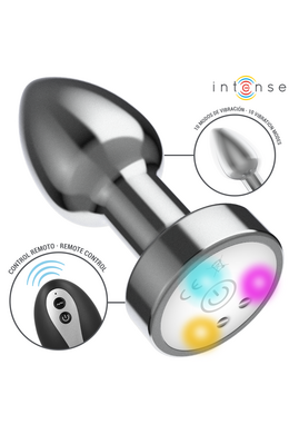 Plug Anale in Metallo Vibrante con Luci LED e Telecomando - Intense