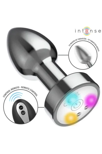 Plug Anale in Metallo Vibrante con Luci LED e Telecomando - Intense