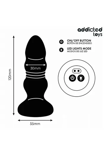Addicted Toys Anal Plug with Dual Motor: Thrusting and Vibration Control