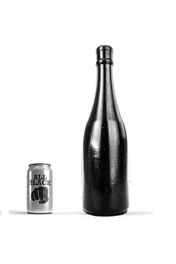 All Black Champagne Bottle-Shaped Buttplug - Unique Anal Sensation