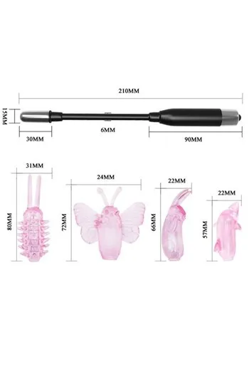 Vibratore a Bacchetta Flessibile con 4 Testine - Stimolazione Intensa e Versatile