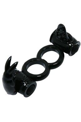 Men's Vibrating Ring with Rabbit Clitoral Stimulator - Intense Pleasure for Couples