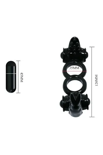 Men's Vibrating Ring with Rabbit Clitoral Stimulator - Intense Pleasure for Couples