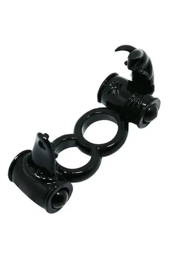 Men's Vibrating Ring with Rabbit Clitoral Stimulator - Intense Pleasure for Couples