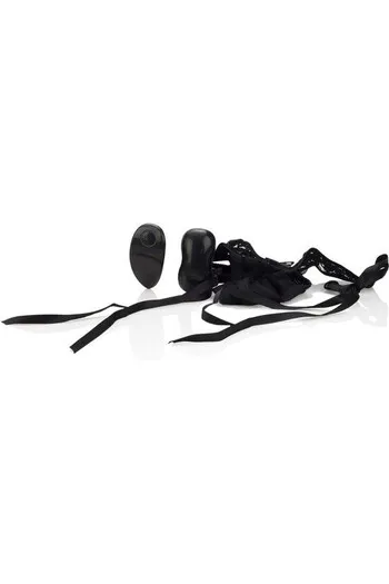 Black lace thong with removable vibrating bullet