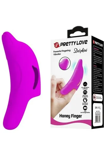 Pretty Love Dolphin Finger Vibrator - 10 Vibration Functions in Silicone