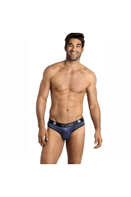 ANAIS FOR MEN Men' Briefs - Black Satin with Navy Blue Stripes | High-Quality Sexy Lingerie