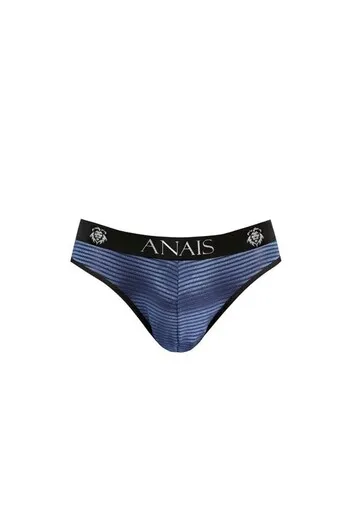 ANAIS FOR MEN Men' Briefs - Black Satin with Navy Blue Stripes | High-Quality Sexy Lingerie
