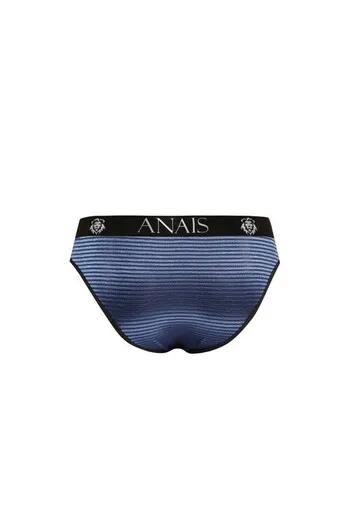 Slip Uomo ANAIS FOR MEN - Satinato Nero con Righe Blu Marino | Lingerie Sessuale di Alta Qualità