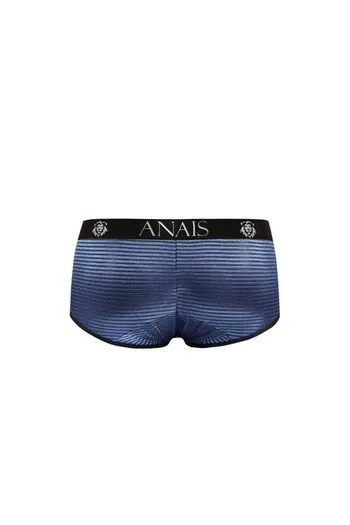 ANAIS FOR MEN Sport Brief - Black with Navy Blue Satin Stripes | High-Quality Men' Lingerie