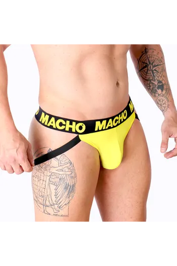 Jockstrap Giallo Lycra con Retro Aperto - Intimo Maschile Stiloso e Comodo