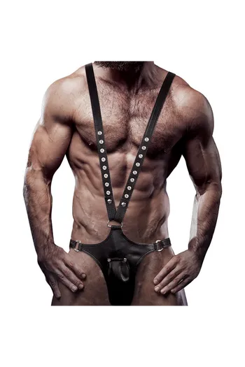 FETISH SUBMISSIVE ATTITUDE - IMBRACATURA IN ECOPELLE A FORMA DI V PER UOMO