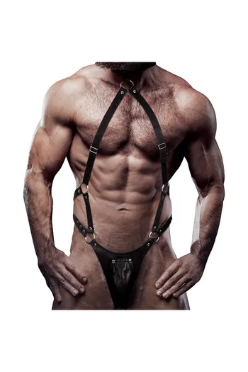 FETISH SUBMISSIVE ATTITUDINE - IMBRACATURA JOCK STRAP IN ECOPELLE DA UOMO