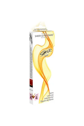 Sheer Glyde Dams - Latex Barriers for Safe Oral, Vaginal & Anal Sex | Pack of 4