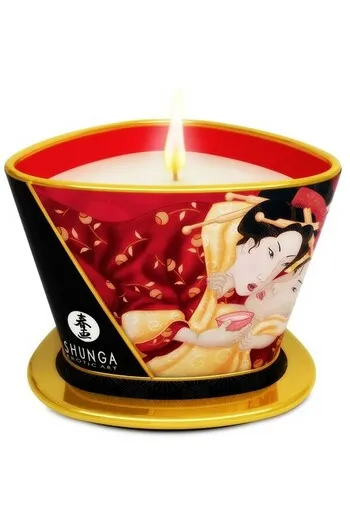 Shunga Massage Candle: Sensuality and Intimacy with Strawberry and Champagne Aroma