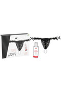 INTT Brazilian Panty Black: Lingerie Sensuale con Perle e Gel alla Fragola