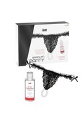 INTT Brazilian Panty Black: Lingerie Sensuale con Perle e Gel alla Fragola