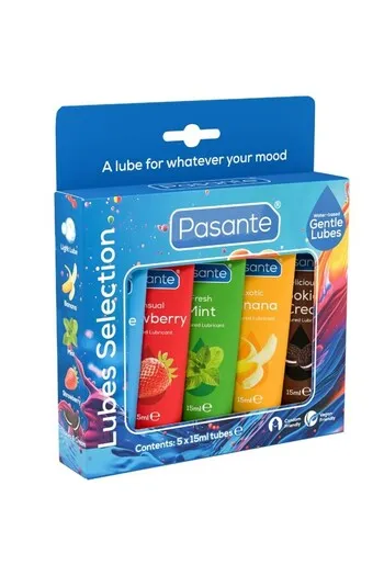 Pasante Flavored Mini Lubricants Pack - 5 Varieties for Enhanced Intimate Experiences