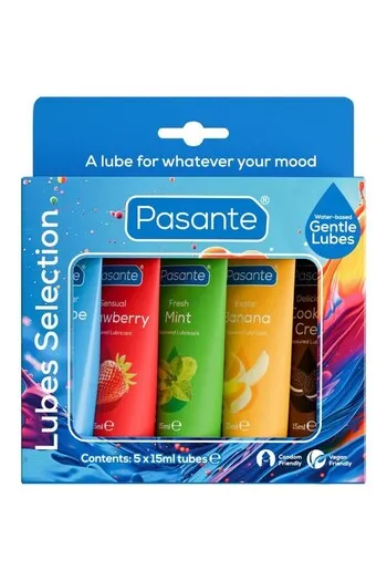Pasante Flavored Mini Lubricants Pack - 5 Varieties for Enhanced Intimate Experiences