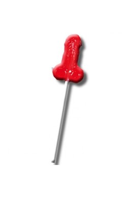 Penis-Shaped Lollipop in Strawberry-Flavored Gummy - Diablo Picante