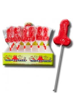 Penis-Shaped Lollipop in Strawberry-Flavored Gummy - Diablo Picante