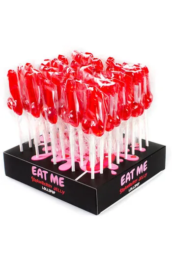 Penis-Shaped Strawberry Lollipop - 40 Units | Fun and Tasty Treat