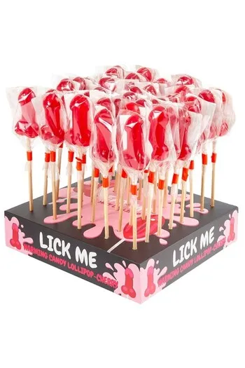 Penis-Shaped Lollipop with Cherry Flavor and Spicy Heat Effect - Try It Now!