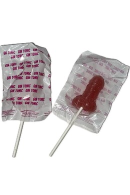 Penis Lollipop Gin Tonic Strawberry with 10% Alcohol - Diverty Sex