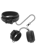 Set di Manette BDSM Fetish Submissive: Collare e Polsiere in Pelle Vegana