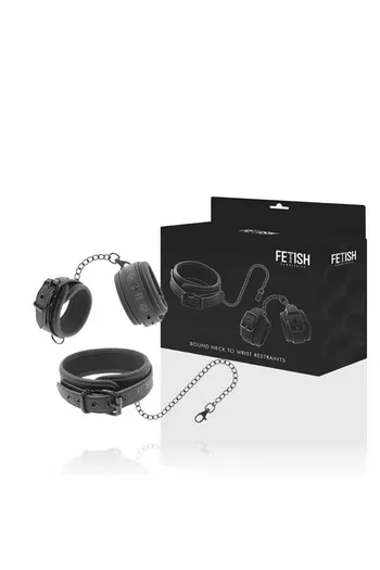 Fetish Submissive BDSM Restraint Set: Vegan Leather Neck and Wrist Cuffs