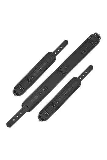 Set di Manette BDSM Fetish Submissive: Collare e Polsiere in Pelle Vegana