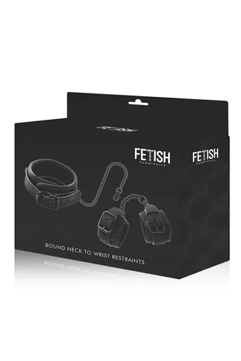 Set di Manette BDSM Fetish Submissive: Collare e Polsiere in Pelle Vegana
