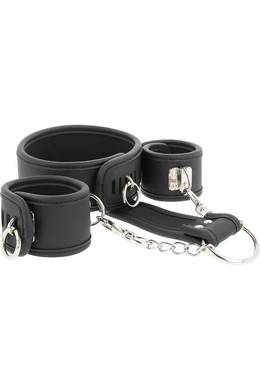 Fetish Submissive Vegan Leather Neck and Wrist Cuffs Set - Advanced BDSM Gear