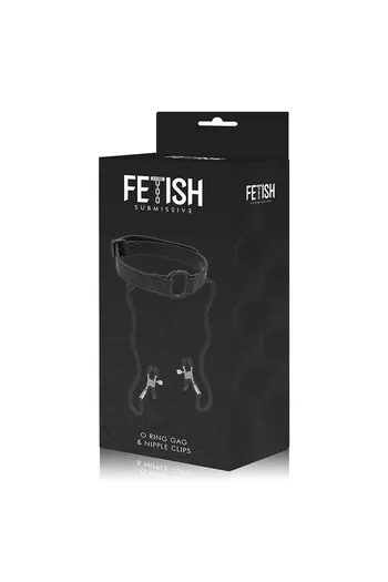 BDSM Gag with Nipple Clamps and Chains - Fetish Submissive