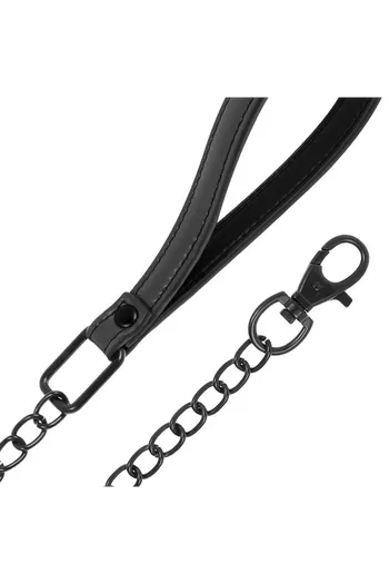 Fetish Submisive BDSM Collar with Nickel-Free Metal Chain - Total Control