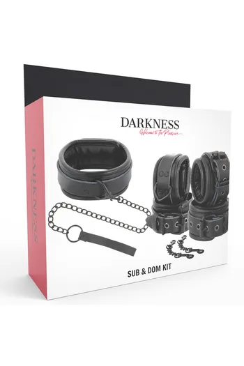 Set Collare e Manette in Pelle Darkness - Sicurezza e Stile per Giochi Intensi