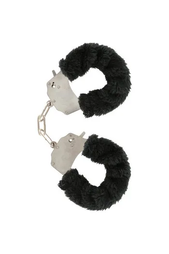 Soft Plush Black Cuff Expanders with Chain