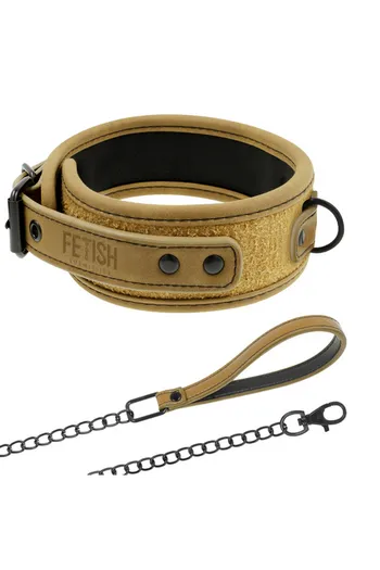 Fetish Submisive Set: Handcuffs and Collar with Chain for BDSM Play